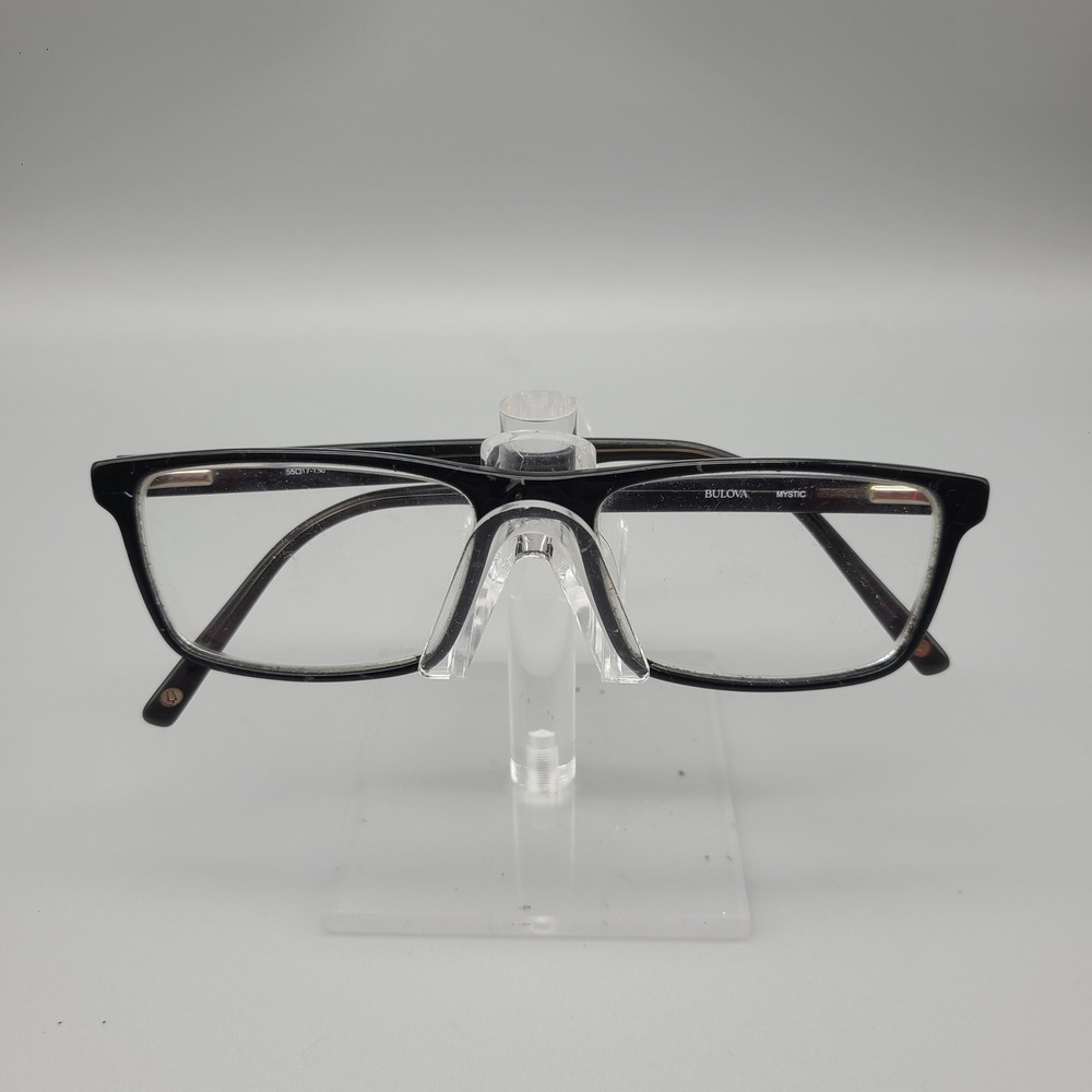 Bulova Mystic Eyeglasses Black Rectangular Frame 55-17-150 Honeycomb Detail